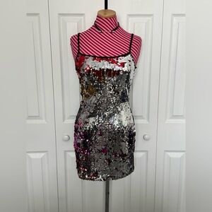 Deb Silver-Ish Sequin Mini Dress